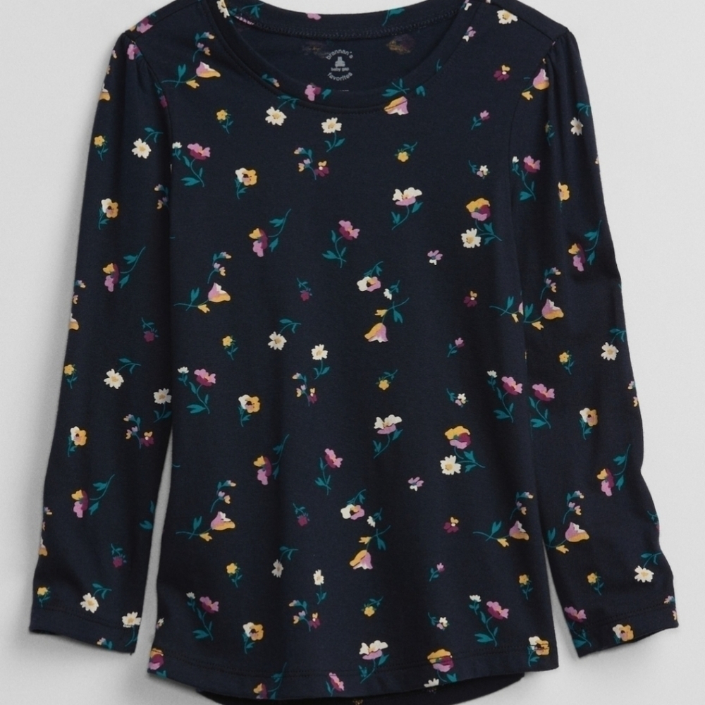 GAP Long Sleeve Navy Floral Long Sleeve Tee - Size 3 Years
